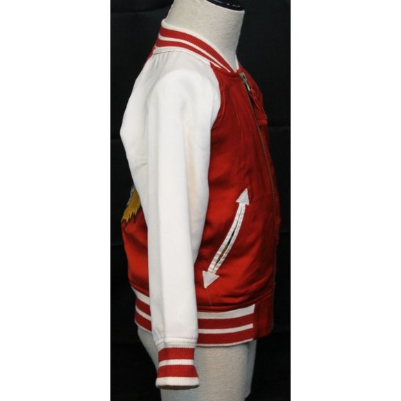 OshKosh B'Gosh Toddler Sz 2T Lion Red & White Letterman Varsity Style Zip Jacket - Picture 3 of 10